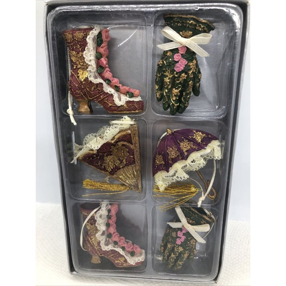 Gisela Graham Old Victorian Hanging Ornaments Decorations Set of 6 NIB